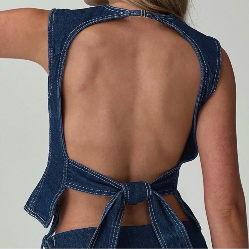 Lioness Open Back Denim Top
